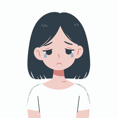 An emotional illustration of a sad woman sitting alone, conveying feelings of sorrow and loneliness. Perfect for mental health awareness campaigns, heartbreak-related content.