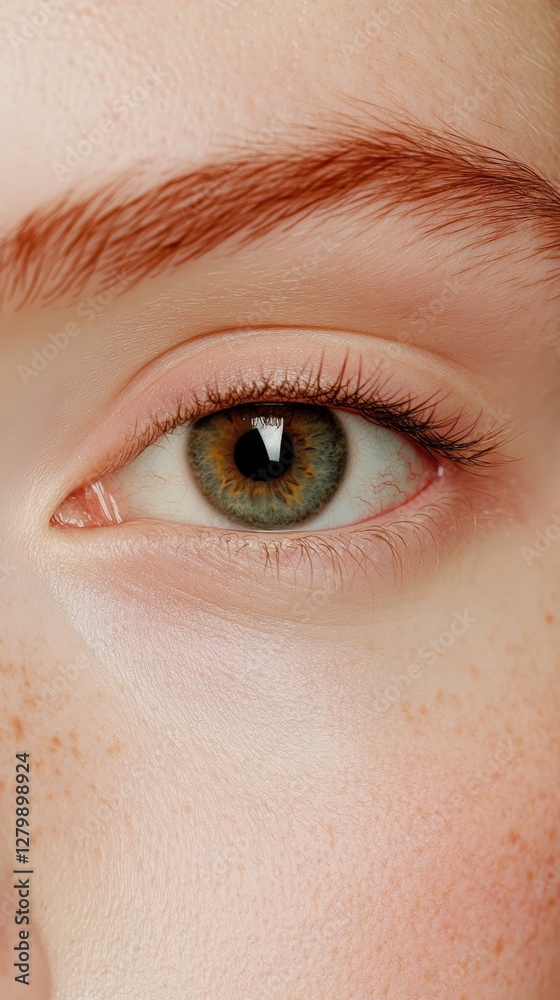 Aufkleber macro photography capturing the intricate details of a hazel eye, showcasing well defined eyebrows a