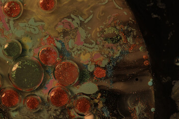 Liquid art with Ink, Paint, Mica Powder, Milk and Oils