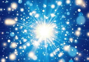 Obraz premium Bright Radiance in a Blue Background with Sparkling Lights and Shimmering Particles Radiating from a Central Point of Light