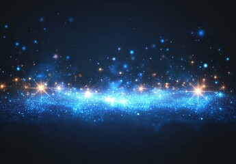 Obraz premium Brilliant blue galaxy sparkles and shimmering stars against a dark cosmos background, creating a captivating celestial scene of light and color.