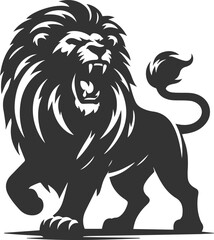A lion growling preparing for a fight vector animal silhouette