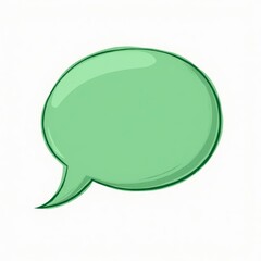 Green, Cartoon Style Speech Bubble on White