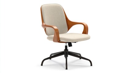Fototapeta premium Mid-Century Modern Office Chair on White Background