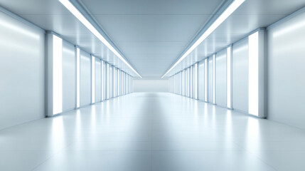 spacious, light gray futuristic interior with bright lighting and smooth surfaces, ideal for modern design concepts and innovative spaces