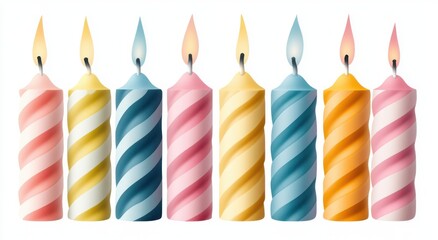 Colorful Birthday Candles with Twisted Design and Bright Flames for Celebration and Festivity Use in Birthday Parties and Special Events