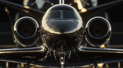 Fototapeta premium Luxury Private Jet: Golden Hour Reflection