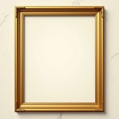 Ornate golden picture frame on marble wall