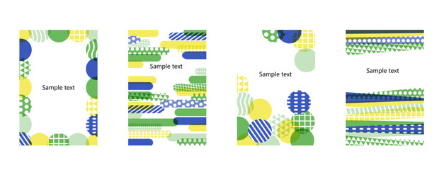 カラフルなジオメトリックパターンのメッセージカードセット