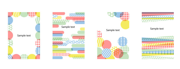カラフルなジオメトリックパターンのメッセージカードセット