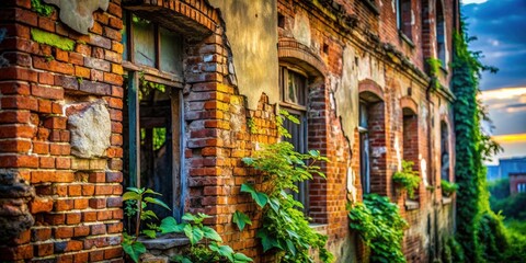 Fototapeta premium Urban decay's haunting legacy: partially demolished houses, a photographic exploration of architectural fragments.