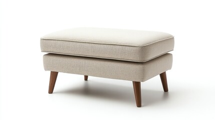 Neutral-Tone Storage Ottoman on White Background