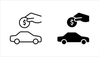 Buying car icons set. buying car vector icons for web design, vector illustration on white background