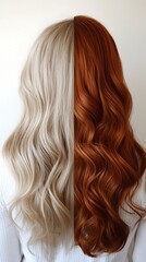 Naklejka premium Split Hair Color, Blonde and Red, Studio, Haircare