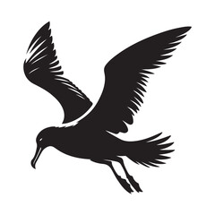 Obraz premium Albatross Bird Silhouette Vector Illustration, Solid White Background.