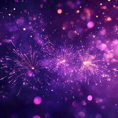 Obraz premium Colorful fireworks display illuminating the night sky with vibrant sparkles and glowing lights in a festive atmosphere for celebration and joy