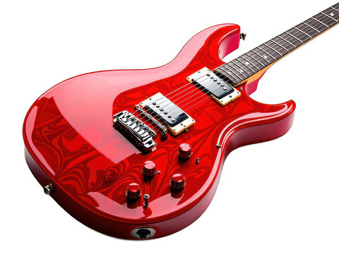 a red guitar isolated on white background - Powered by Adobe