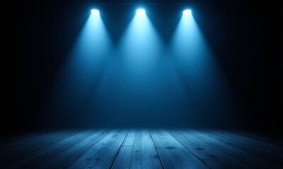 Obraz premium Stage Lights Spotlighting Wood Floor Background