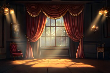 Sunlit Room with Elegant Curtains