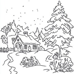 Fototapeta premium Winter Wonderland Coloring Pages