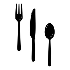 silhouette of a restaurant icon with plates, spoons, forks and knives