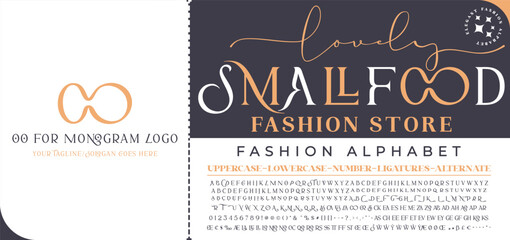 Lovely Small Food, Fashion, Serif, Stylish Display Bold Font alphabet