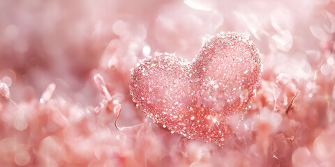 Obraz premium Sparkling Heart on Pink Background