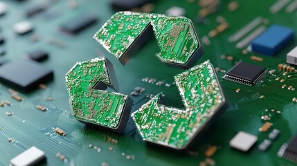 Recycling Concept with Circuit Pattern on Green Electronic Board