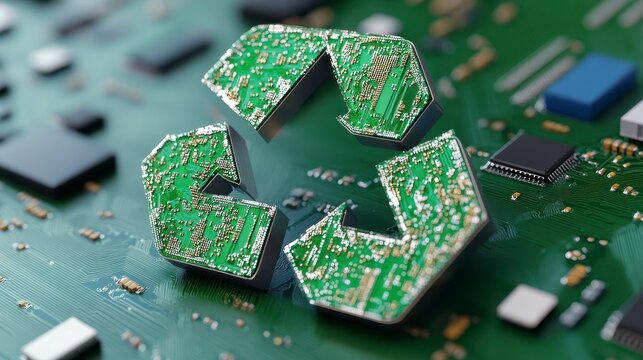 Recycling Concept with Circuit Pattern on Green Electronic Board