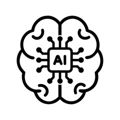 AI and Human Brain chip icon