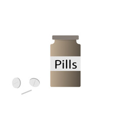 Jar and round pills on white background
