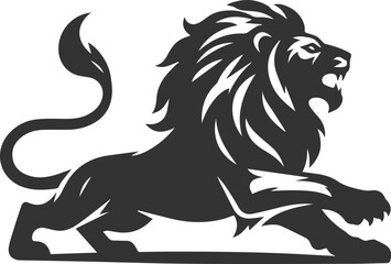 A lion lunging forward aggressively animal silhouette