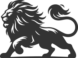 A lion lunging forward aggressively animal silhouette