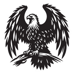Bald Eagle Bird Silhouette Vector Illustration, Solid White Background.