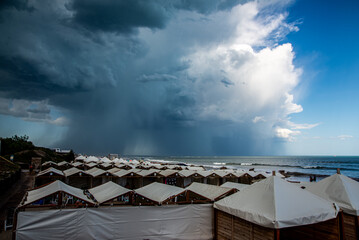 Severe storm over the sea. Extreme weather. Mar del Plata, Argentina
