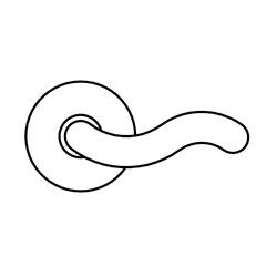 Door handle in outline style. Vector graphic isolated on white