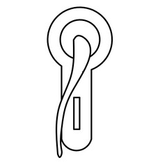 Minimal door handle illustration in outline form. White background.