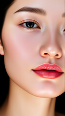 Fototapeta premium Portrait of beautiful asian woman on isolated dark background