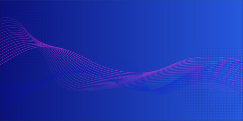 Blue wavy background. Abstract technology banner with pattern of dots