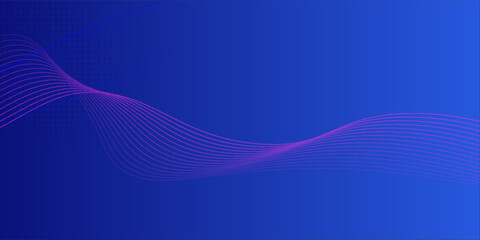 Blue wavy background. Abstract technology banner with pattern of dots