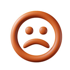 3D sad face emoji with a deeply downward curved mouth and orange color expression