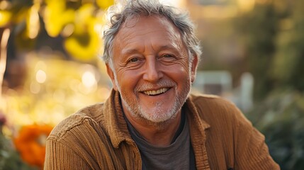 Smiling senior man in garden