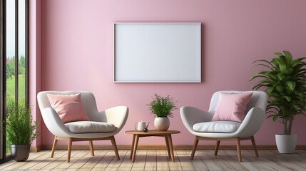 Modern Living Room with Empty Frame sofa
