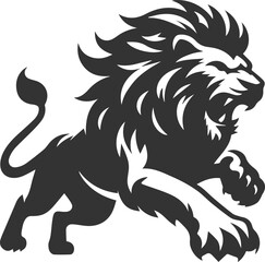 A lion charging with an intense expression animal vector silhouette