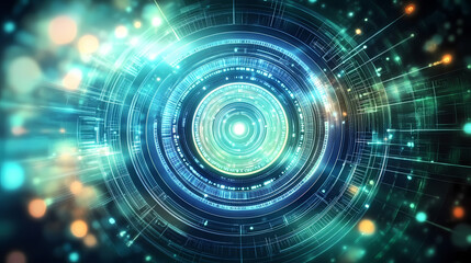 Obraz premium Futuristic Abstract Design with Concentric Circles and Neon Glow
