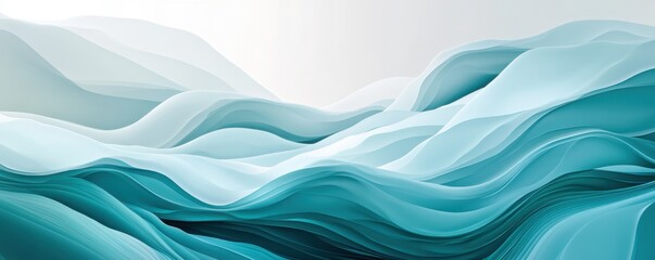 Fototapeta premium Serene Teal Abstract Waves: A Digital Art Piece