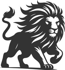A lion charging with an intense expression animal vector silhouette