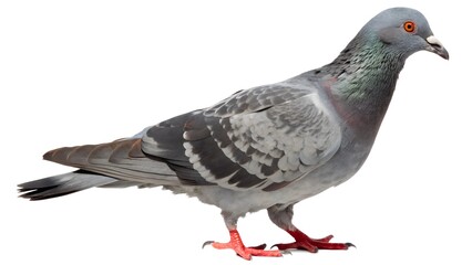 Obraz premium Rock Pigeon Bird Profile, Isolated White Background Stock Photo