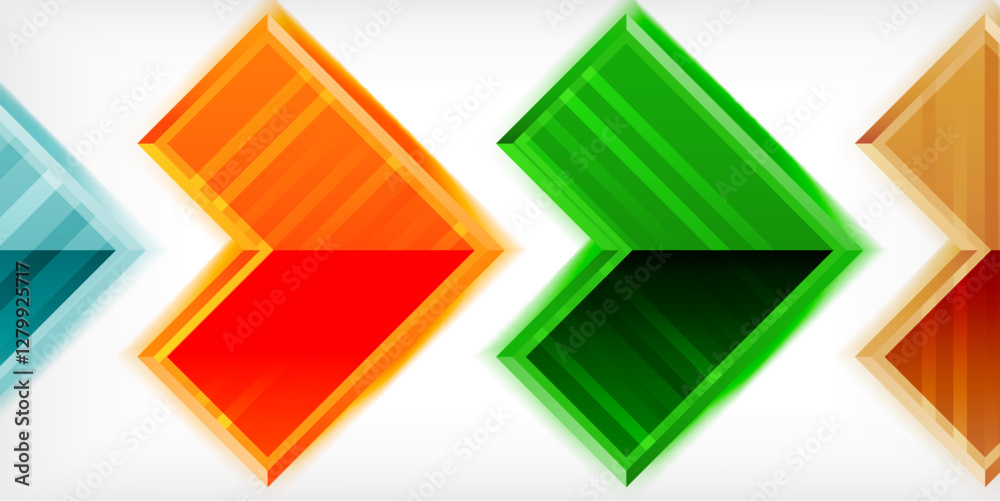 Poster Arrow symbols created with 3d effects and line texture geometric abstract background