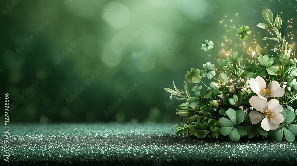Poster mesmerizing photograph showcasing a sparkling emerald background with a subtle textured pattern feat